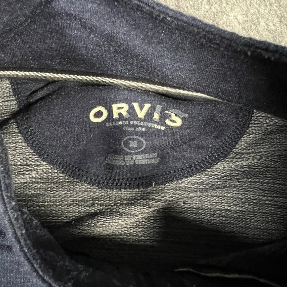 Orvis Classic Collection Men's Golf Shirt Size 32 Navy Blue 1/4 Zip Long Sleeves - Picture 2 of 5
